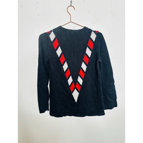 VICTOR GLEMAUD Black Red White Candy Detail Cotton Cashmere V Front Sweater S - Picture 10 of 15